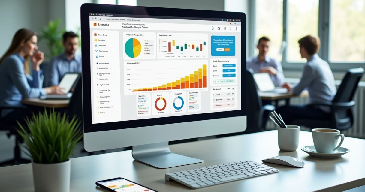 Painel digital de controle financeiro empresarial com gráficos, relatórios e integração PIX
