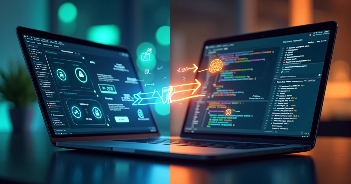 Comparação visual entre dois gateways de pagamento com gráficos e ícones financeiros